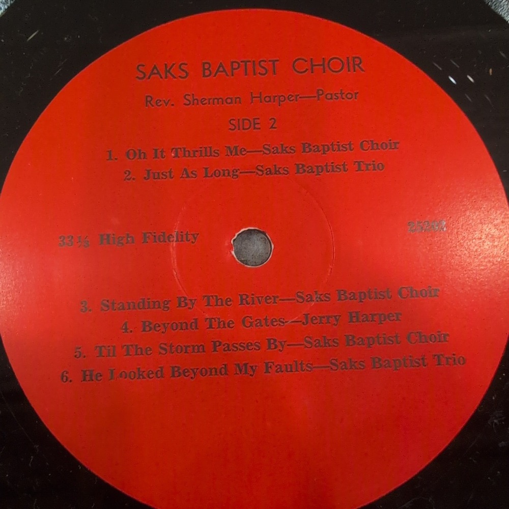 Saks Baptist Choir Rev Sherman Harper Pastor Vintage Gospel Vinyl LP Record - Picture 5 of 6